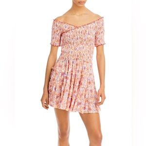 Poupette St Barth 'Soledad' Smocked Floral Mini Dress Size Small
